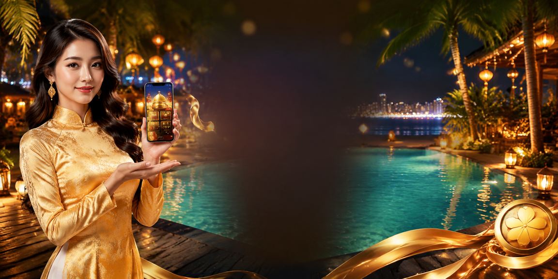 Người dùng tại Nha Trang trải nghiệm casino mobile trên điện thoại với trang phục áo dài truyền thống